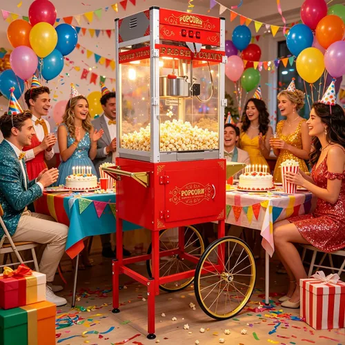 Vista 25 de Máquina comercial de palomitas de maíz con hervidor de 20 onzas, máquina de palomitas de maíz para encimera estilo teatro, acero inoxidable, control