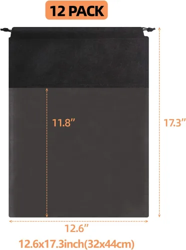 Vista 2 de Paquete de 12 bolsas de zapatos portátiles para viajes, bolsa grande para zapatos, organizador de almacenamiento, ventana transparente con cordón