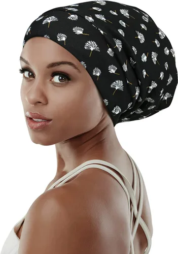 Vista 17 de Gorro de dormir ajustable con forro de satén para rastas de cabello rizado, cabeza grande, permanece puesta durante la noche