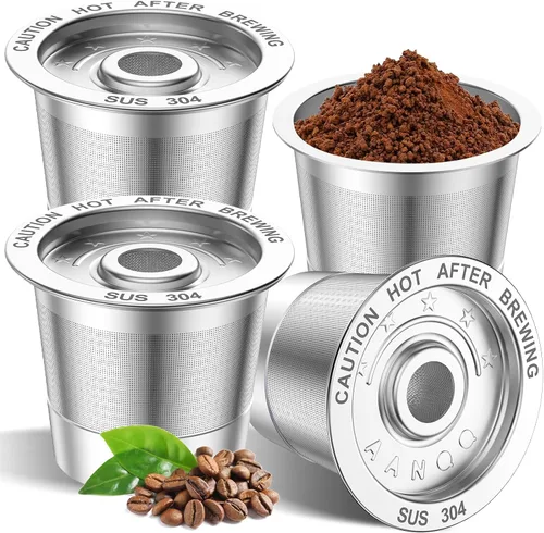 Vista 8 de AANQQ Cápsulas de café reutilizables K Cup para Keurig 1.0: K Cup de acero inoxidable rellenable - Filtro de café reutilizable para cafetera Keurig