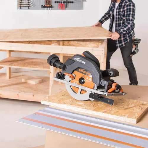 Vista 11 de Evolution Power Tools R185CCSX - Kit de sierra circular de pista multimaterial con pista de 40 pulgadas incluida, hoja TCT incluida, corta madera