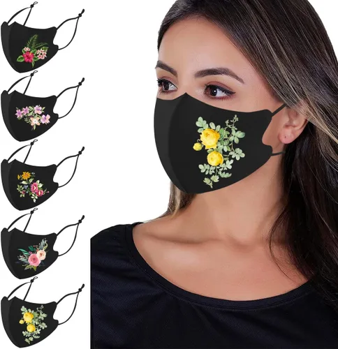 Vista 11 de Máscaras Faciales Lavables, Máscara Facial de Tela Reutilizable, Máscaras de Tela de Seda de Hielo y Algodón, Máscara Facial con Patrón de Impresión