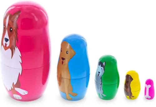 Vista 3 de BestPysanky Muñecas anidables de madera para perros de 4.75 pulgadas