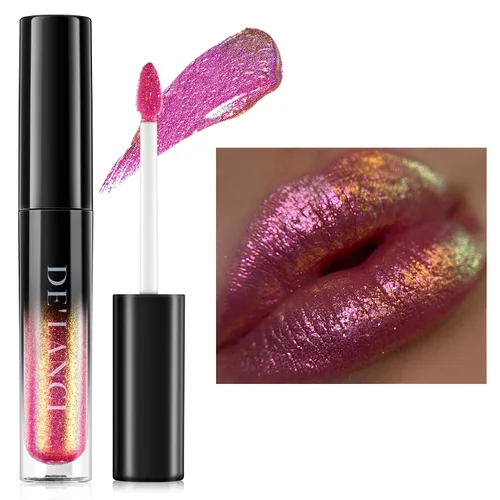 Vista 13 de Lápiz labial Chameleon color azul y verde, brillo de labios metálico brillante para mujeres y niñas, regalo de maquillaje de labios, hidratante
