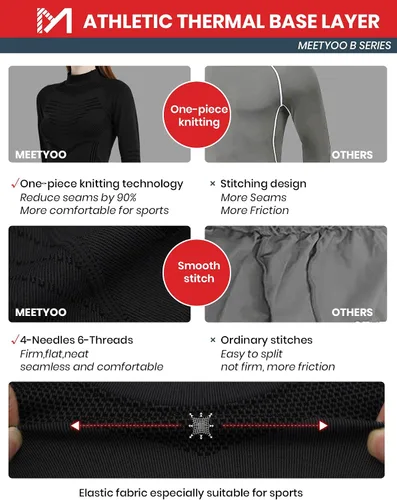 Vista 5 de MEETYOO Conjunto de ropa interior térmica para mujer, pantalones largos de invierno, capa base cálida, conjunto superior e inferior para esquiar