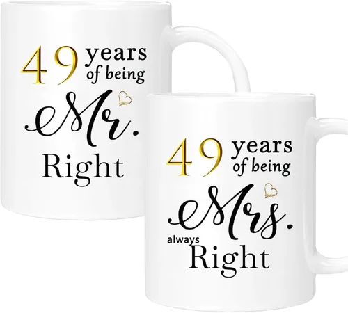 Vista 33 de Juego de 2 tazas de café para el 10º aniversario, regalos de boda para parejas, padres, hombres, mujeres, marido, esposa, él, ella, caja de regalo