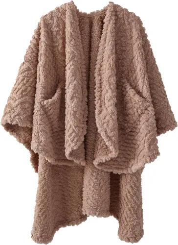 Vista 7 de Royoliving Manta de forro polar sherpa portátil con bolsillos para adultos, manta de franela ultra suave y mullida (negra, 58" x 64")