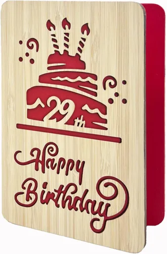 Vista 7 de Tarjeta de felicitación de feliz cumpleaños número 21, tarjeta de cumpleaños hecha a mano, tarjetas de felicitación de madera, tarjeta de cumpleaños