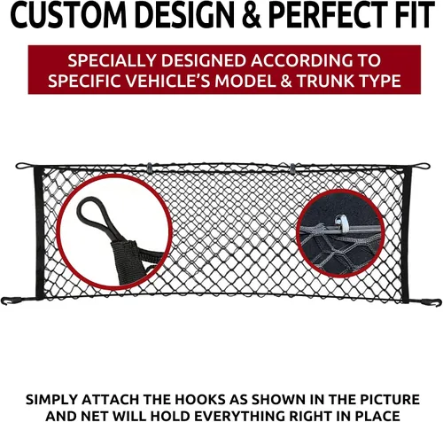 Vista 3 de Red de carga de malla estilo sobre para maletero compatible con HYUNDAI Santa FE 2013-2024 – Accesorios de coche – Organizadores y almacenamiento