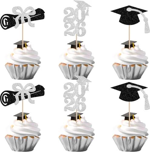 Vista 26 de Rsstarxi Paquete de 40 decoraciones para cupcakes Class of 2025 Congrats Grad 2025 Grad Cap Diploma Cupcake Picks Decoraciones para So Proud of You