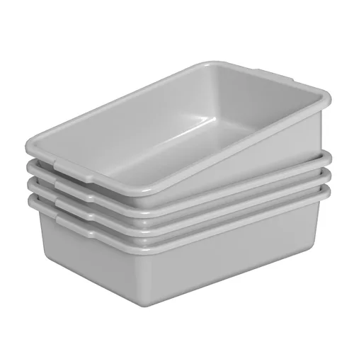 Vista 9 de Jekiyo Paquete de 4 cajas de bañera de autobús comercial, bandeja de autobús de plástico de 8 litros, lavabo negro