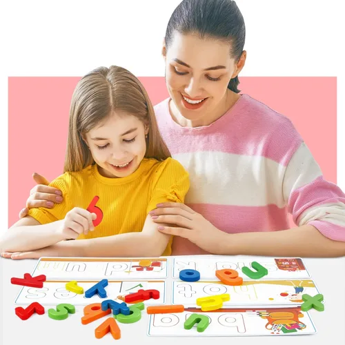 Vista 8 de Juguetes educativos de aprendizaje para niños y niñas de 2, 3, 4, 5, 6 años, juego de letras a juego con tarjetas del alfabeto para niños, juguete