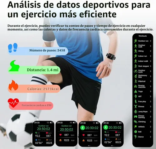 Vista 6 de Reloj inteligente con funciones AI, seguimiento GPS para teléfonos Android y iPhone, compatible con Bluetooth, alerta de mensajes de llamada Negro