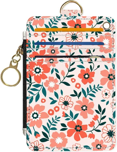 Vista 8 de Portafolios delgado Portafolios para tarjetas de crédito, Portafolios RFID para mujer Linda pequeña cartera de bolsillo frontal con cremallera