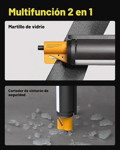 Vista 3 de HOTO Linterna de emergencia recargable, linterna LED magnética de altos lúmenes con interruptor de vidrio para ventana, cortador de cinturón