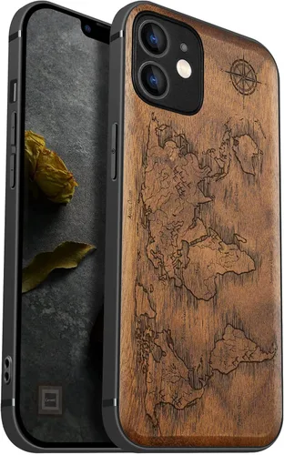 Vista 15 de Carveit Funda magnética de madera para iPhone 12 [madera natural y TPU suave negro] a prueba de golpes, funda de madera única compatible con MagSafe