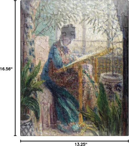 Vista 7 de MyPuzzle Madame Monet Embroidering 1875 by Claude Monet - Rompecabezas prémium de 100 piezas para adultos