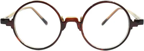 Vista 2 de La lente media redonda de la miopía de la vendimia enmarca las gafas llenas del borde óptico unisex Marrón