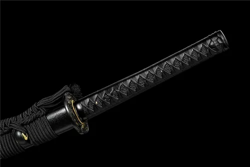 Vista 4 de Black Sword - Katana japonesa de espada completa, espadas largas de acero al carbono de 41 pulgadas Negro-2