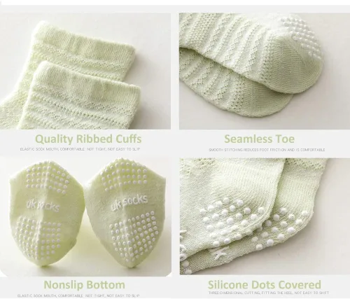 Vista 4 de SUITBOY Baby Girls Socks Toddlers Ruffle Socks Frilly Socks for Toddler Girls Baby Nonslip Cotton Socks with Grips