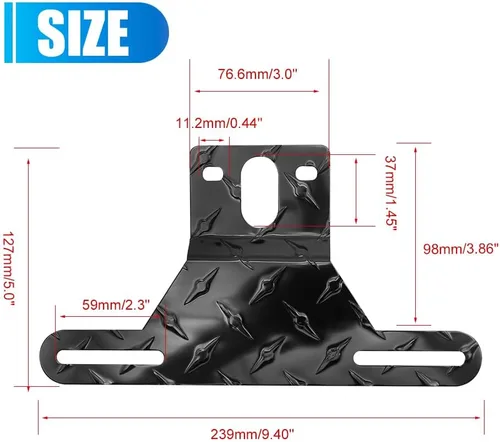 Vista 2 de Hoypeyfiy Soporte de luz para matrícula de remolque para camión, caravana, todoterreno, soporte de aluminio para matrícula (color negro, 1 unidad)