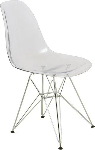Vista 5 de LeisureMod Cresco - Comedor acrílico, base Eiffel cromada moderna y diseño de respaldo curvo, silla auxiliar ergonómica y ligera para el hogar