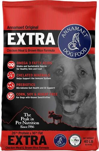 Vista 8 de Annamaet Original Extra Formula - Alimento seco para perros, 26% proteína (pollo y arroz integral), bolsa de 5 libras