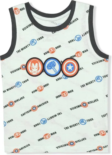 Vista 4 de Marvel Camiseta Thor, Captain America y Iron Man de los Vengadores, camiseta sin mangas y pantalones cortos para niños pequeños y niños pequeños