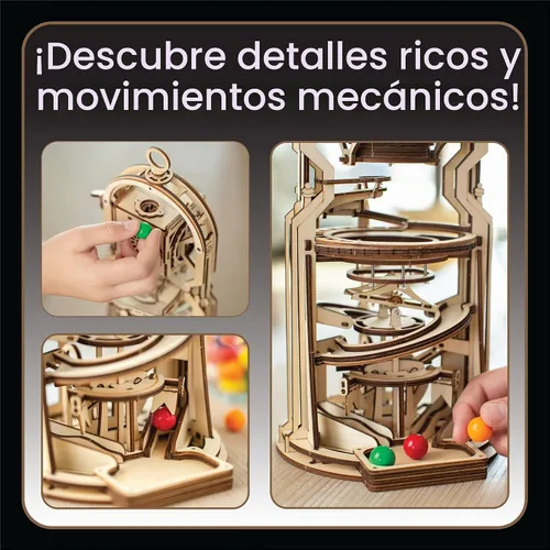 Vista 7 de MindWare Gearjits: Gumball Machine Montaña Rusa de Canicas – Rompecabezas de construcción 3D de madera para adolescentes y adultos – Juguetes
