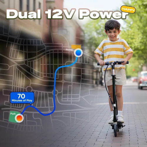 Vista 4 de Electric Scooter with Seat, Adjustable Height for Kids Ages 6-12, up to 10mph ＆ 155lbs Max Load, Removable Seat 2 Riding Styles