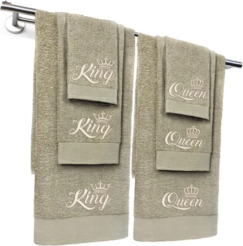 Vista 15 de Kaufman - Juego de toallas de baño bordadas personalizadas de calidad de hotel, toalla de mano y toallas para los dedos, 100% algodón para baño