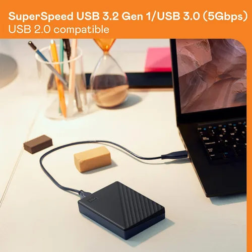 Vista 6 de WD 4TB My Passport, Disco duro externo portátil, negro, software de respaldo con defensa contra ransomware y protección con contraseña, compatible