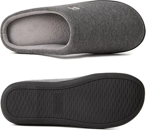 Vista 3 de HomeIdeas Men's Coral Fleece Lining with High Density Memory Foam Classicism Slip-on Slipper