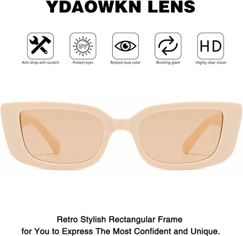 Vista 3 de YDAOWKN Lentes de sol rectangulares para mujer, diseño retro de ojo de gato, protección UV400, marco cuadrado