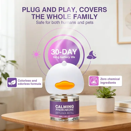 Vista 5 de Tcllka Cat Calming Pheromone Diffuser Effectively Relieve Anxiety Stress Cat Calming Diffuser Comfort for Cats Refill Reduce Fighting Spraying and