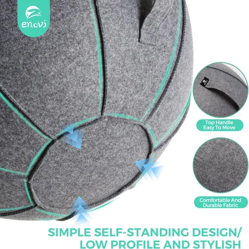 Vista 4 de Silla de bola Lite, pelota de yoga con funda para escritorio de oficina en casa, pelota de estabilidad y asiento de bola de equilibrio para aliviar