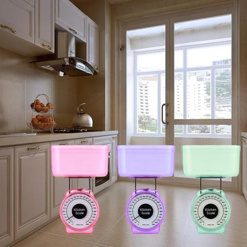 Vista 4 de Báscula de cocina pequeña báscula mecánica para pesar alimentos Colores fáciles de usar Escala aleatoria