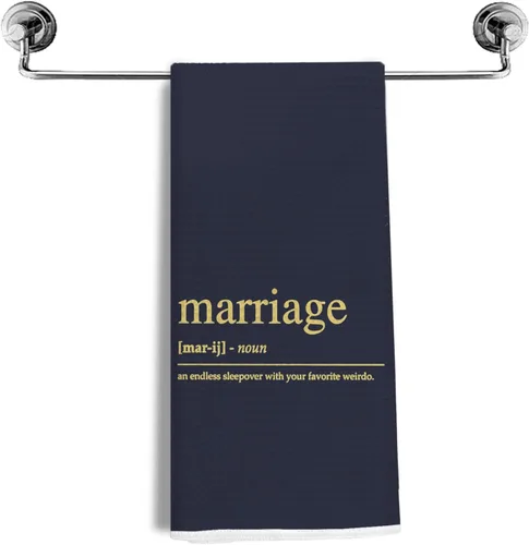 Vista 7 de Regalos de boda para parejas, recién casados, regalos de matrimonio, toallas de cocina para matrimonio, toallas de tejido de gofre de definición