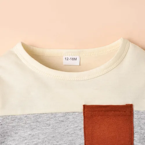 Vista 4 de Ropa de otoño e invierno para bebé, trajes de niño pequeño, sudadera de manga larga, sudadera de retazos y pantalones, 2 piezas, 12 meses a 5 años