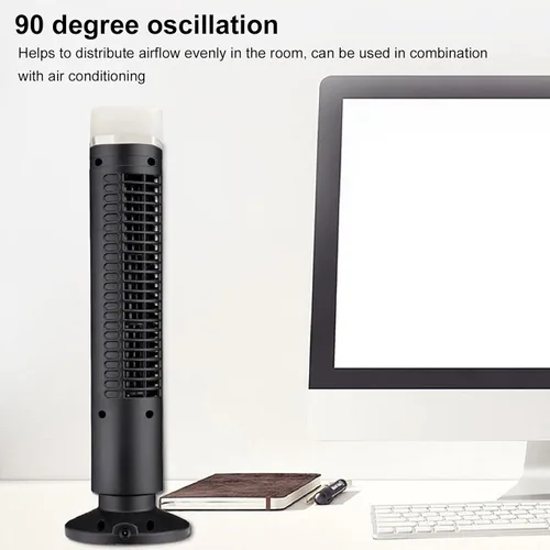 Vista 2 de Pomya Ventilador de torre oscilante sin aspas, ventilador de oficina silencioso con oscilación de 90 grados, ventilador de escritorio portátil