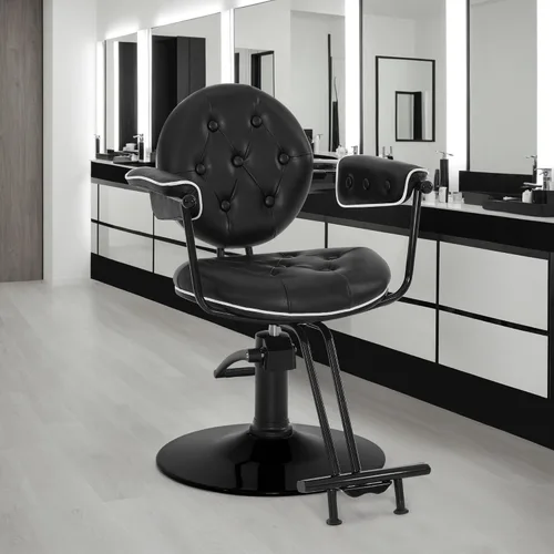 Vista 2 de BarberPub Silla de peluquería para estilista, silla de peluquería hidráulica, peluquería y salón en casa 8435 (negro)