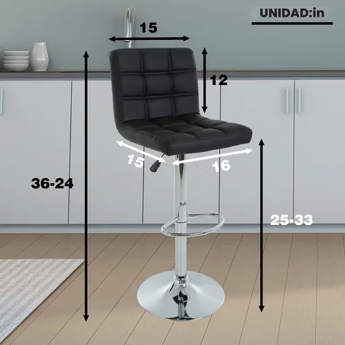 Vista 3 de BestOffice Taburete de bar moderno, juego de 2 taburetes de bar de altura ajustable de altura de mostrador, taburete giratorio de cuero PU, sillas