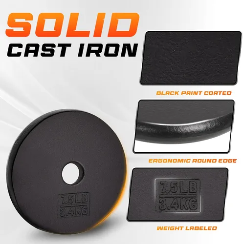 Vista 3 de Yes4All 1-inch Cast Iron Weight Plates for Dumbbells – Standard Weight Disc Plates, 7.5 Pound (Pack of 2)