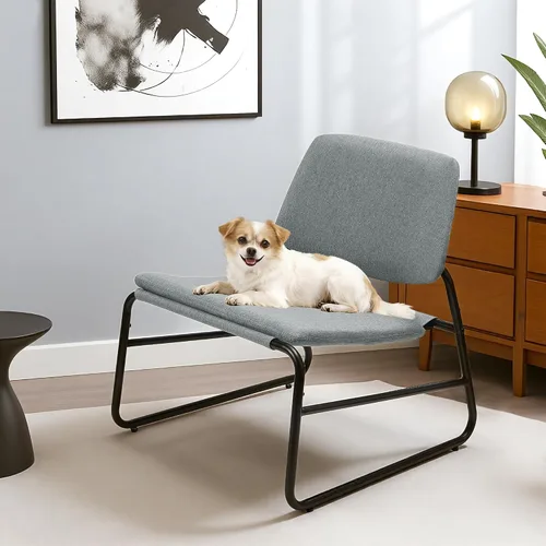 Vista 10 de DAICO Silla decorativa moderna, impermeable, sin brazos, cómodas, tapizadas, con marco de metal, para sala de estar, dormitorio, balcón, jardín