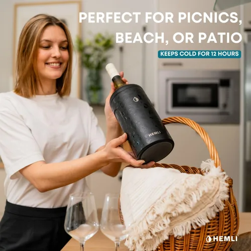 Vista 5 de Funda Aislante Refrigeradora para Botellas de Vino, Mantiene el Vino y el Champán Fríos durante 12 Horas, Enfriador de Botellas de Vino Aislado al