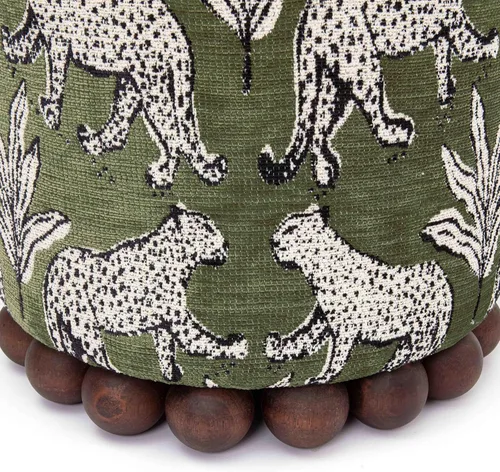 Vista 5 de Tov Furniture Dex otomana jacquard de leopardo verde oliva