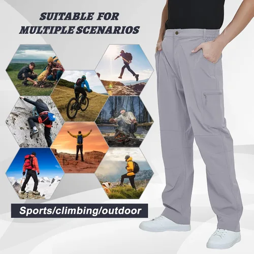 Vista 7 de MEETYOO Pantalones cargo de senderismo para hombre, impermeables, tácticos, ligeros, elásticos, para acampar