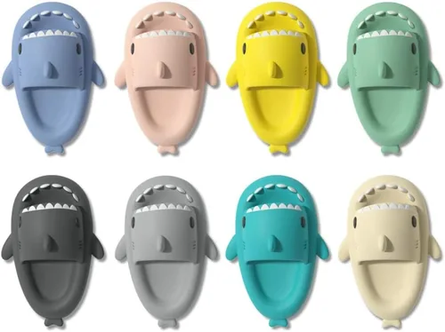 Vista 3 de Sandalias de tiburón unisex 2022, sandalias de tiburón esponjosas de animales de dibujos animados, sandalias de tiburón novedosas, pantuflas