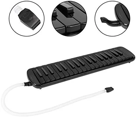Vista 2 de Teclado de piano de boca melódica de 37 teclas con tubo de soplado y tubo de viento, instrumento musical para principiantes, incluye calcomanía
