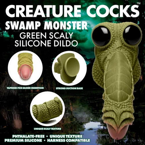 Vista 2 de CREATURE COCKS Swamp Monster - Consolador hecho con silicona de alta calidad para hombres, mujeres y parejas, juego de rol de fantasía, arnés